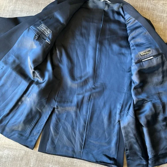 Italian Pure Virgin wool 44 Gold Button Double Breast Sport Coat academia preppy - Picture 10 of 16